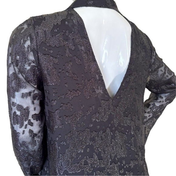 BCBGeneration blazer jacket shawl leopard shimmer design cutout open back NWT M - Picture 13 of 17